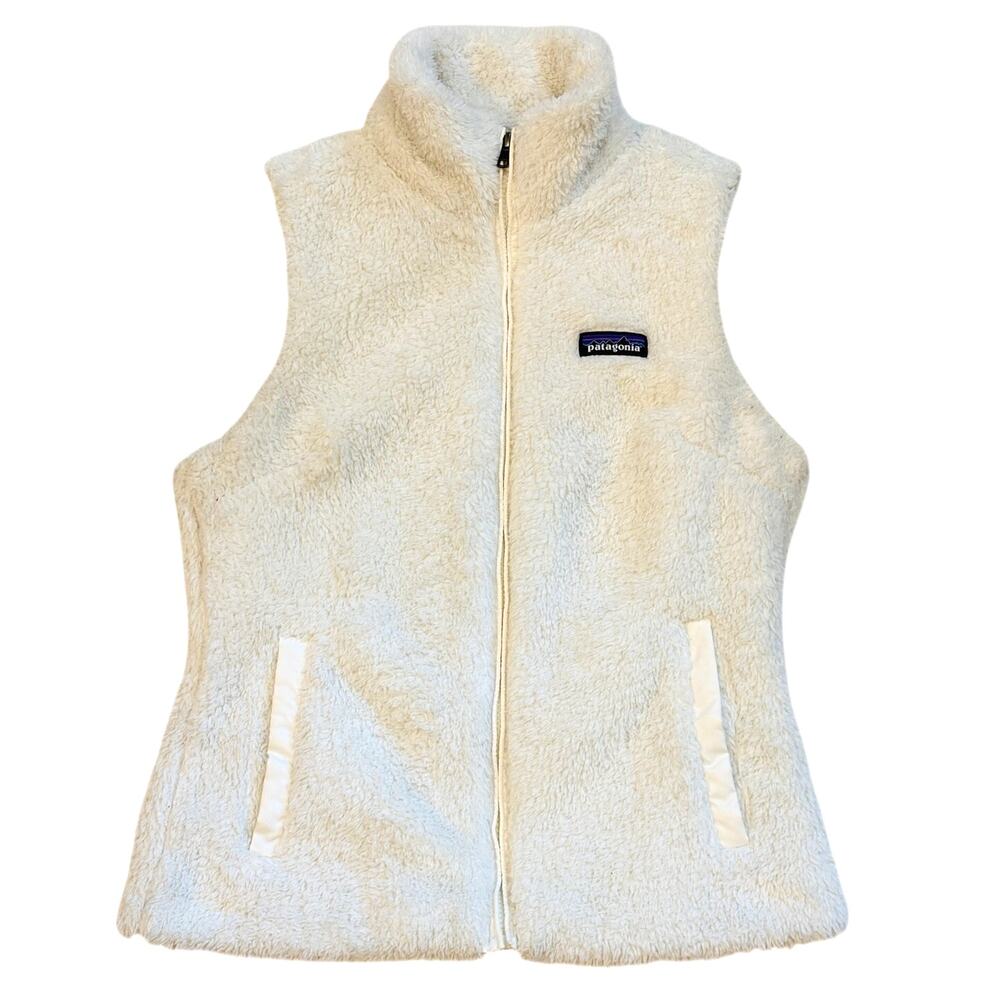 Patagonia Los Gatos Fleece Vest Womens Sz Small White High Pile Sherpa Full Zip